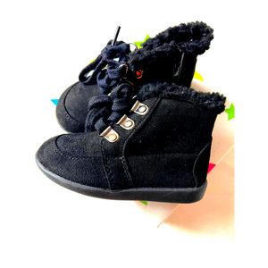 Happy Soda Black Suede  Baby Girl Booties Size 5